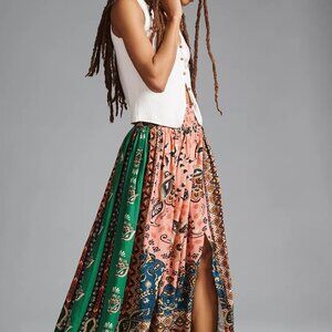 Farm Rio x Anthropologie A-Line Side-Slit Skirt - Size Small